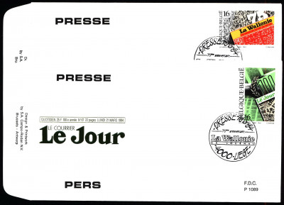 Belgia FDC 1994 Mi 2599-2600 Newspaper Anniversaries [LIEGE]
